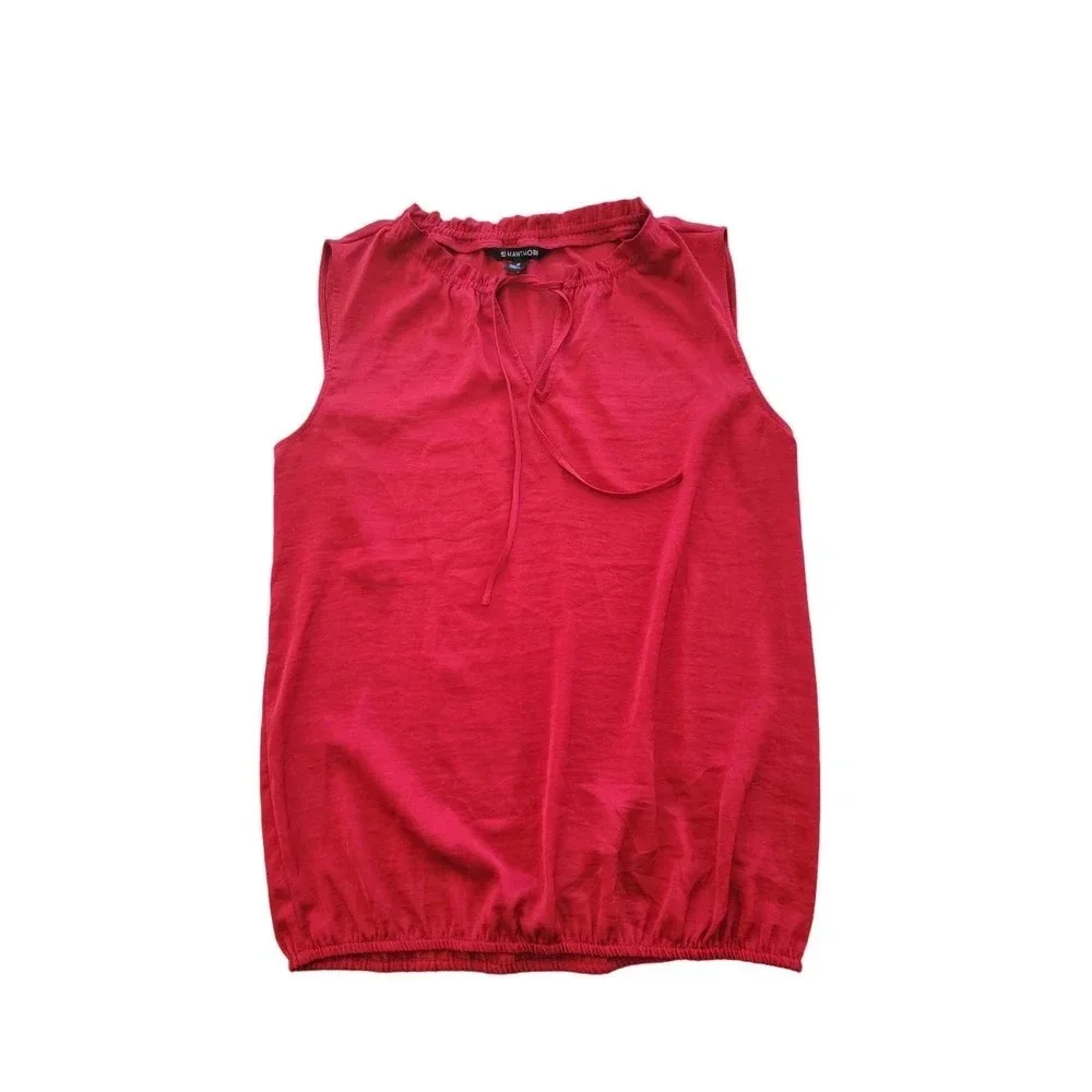 41‎ Hawthorn Red Mabilia Tie Neck Sleeveless Red Romantic Blouse Size XS